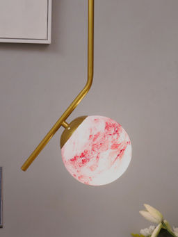 Homesake - Metal Pendant Glass Golden Tilt L Planet Brown