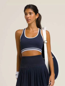 Wilson - Women Ace Seamless Bra Tank Top Navy Sleeveless Ribbed Stretch Sports Tank Top