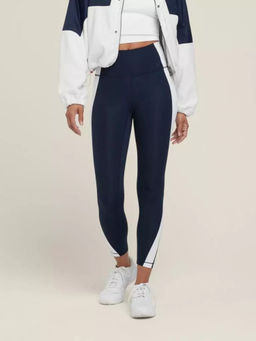Wilson - Women Legacy High Waist Colo Block Tights Navy White Sports Tights Gym Yoga