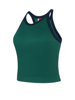 Wilson - Women Daily Brami Tank Top Green Sleeveless Ribbed Crop Tank Top Activewear Tank Top