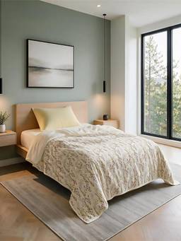 Linen Home - Cotton Reversible Dohar Single Moss-Fern Vertically Centered
