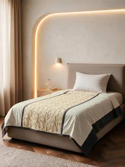 Linen Home - Cotton Reversible Dohar Single Moss-Fern Vertically Centered