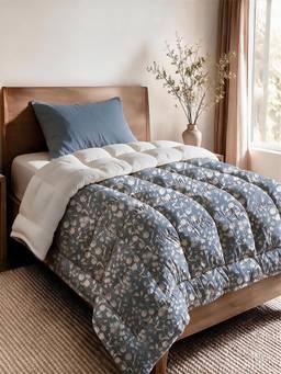 Linen Home - Cotton Reversible Comforter Single Blossomy Blue