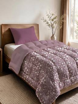 Linen Home - Cotton Reversible Comforter Single Blossomy Mauve