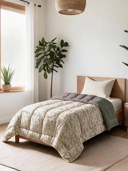 Linen Home - Cotton Reversible Comforter Single Moss and Fern