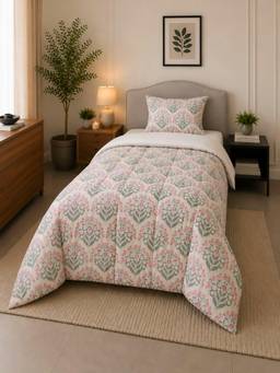 Linen Home - Cotton Reversible Comforter Single Sequence Pink