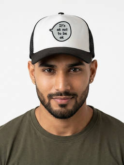 The Tie Hub - Black & White It'S Ok Not To Be Ok Logo Trucker Cap For Men & Women