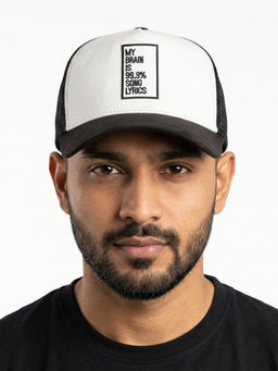 The Tie Hub - Black & White My Brain Is 99.9% Song Lyrics Logo Trucker Cap For Men & Women