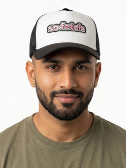 The Tie Hub - Black & White So Fetch Logo Trucker Cap For Men & Women
