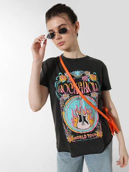 ONLY - Black Graphic Print Washed T-Shirt