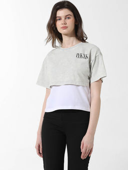 ONLY - Grey Double Layered T-Shirt