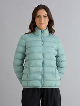 SKECHERS - Green High Neck Full Sleeves Puffer Jacket