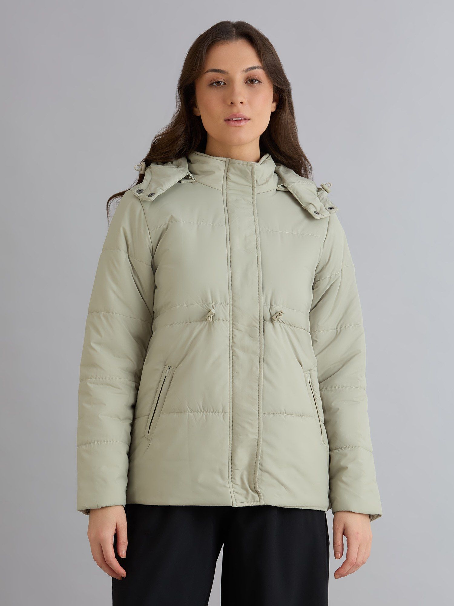 skechers Green Hooded Full Sleeves Puffer Jacket-picture-44