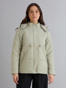 SKECHERS - Green Hooded Full Sleeves Puffer Jacket