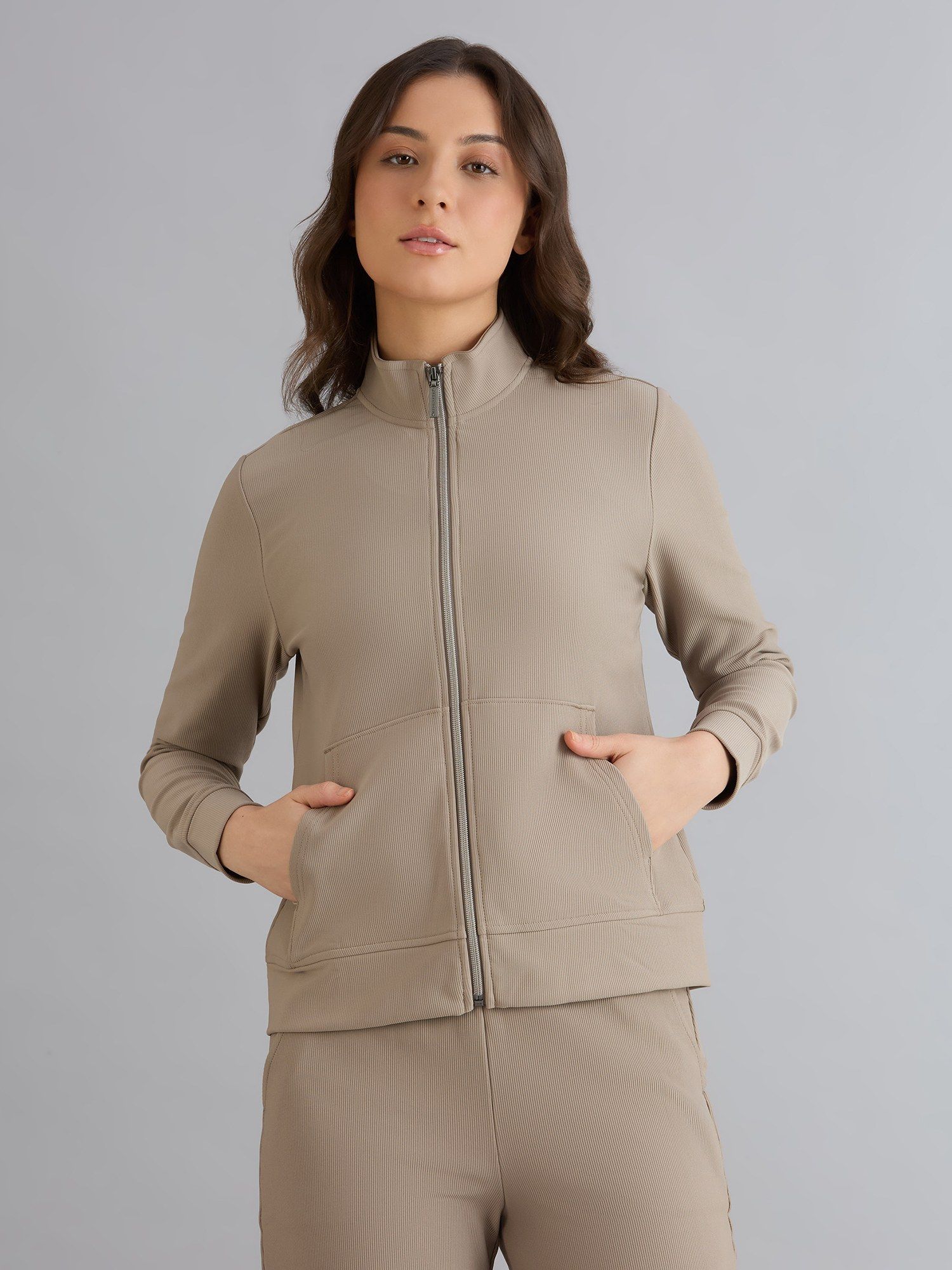 skechers Brown High Neck Full Sleeves Jacket-picture-21