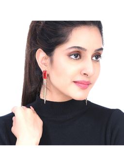 Yellow Chimes - Red Crystal Studded Danglers