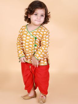 KID1 - Krish Angrakha Dhoti-Yellow (Set Of 2)