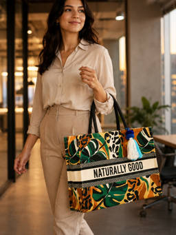 Earth Bags - Naturally Good Tropical Print Cotton Canvas Shopper Tote Bag With Padded Handles