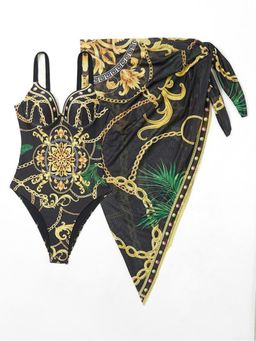 MISS MOSA BY AKANKSHA - Black Alondra Swimsuit with Sarong