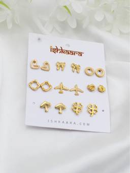 ISHKAARA - Cute Stud Earrings (Pack of 8)