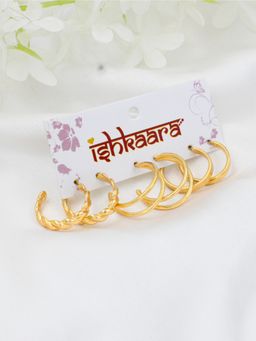 ISHKAARA - Gold Everyday Hoop Earrings (Pack of 3)