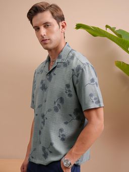 LOCOMOTIVE - Men Green Floral Casual Shirt