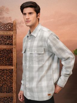 LOCOMOTIVE - Men Grey Checks Casual Shirt