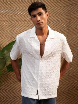 LOCOMOTIVE - Men White Textured Casual Shirt