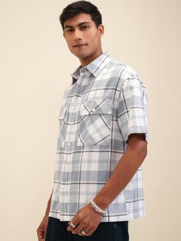 LOCOMOTIVE - Men Blue Checks Casual Shirt