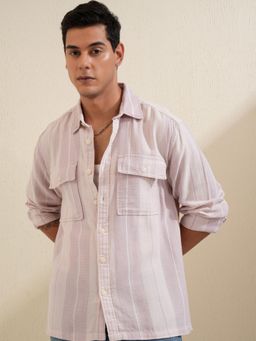 LOCOMOTIVE - Men Mauve Stripes Casual Shirt