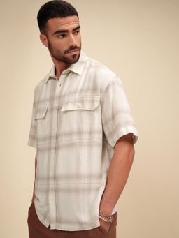 LOCOMOTIVE - Men Cream Checks Casual Shirt