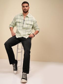LOCOMOTIVE - Men Green Checks Casual Shirt