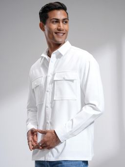 LOCOMOTIVE - Men White Solid/Plain Casual Shirt