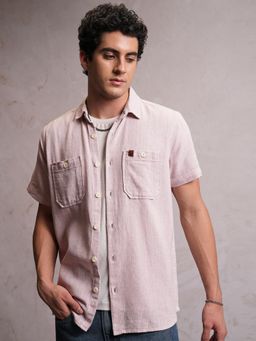 LOCOMOTIVE - Men Mauve Solid/Plain Casual Shirt