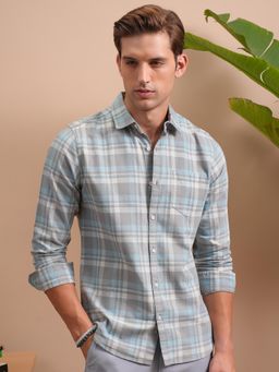 LOCOMOTIVE - Men Blue Checks Casual Shirt