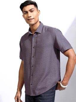 LOCOMOTIVE - Men Grey Textured Casual Shirt