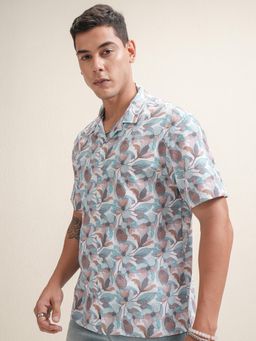 LOCOMOTIVE - Men Blue Floral Casual Shirt