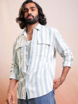 LOCOMOTIVE - Men Blue Stripes Casual Shirt