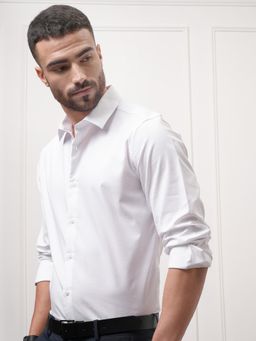 LOCOMOTIVE - Men White Solid/Plain Casual Shirt