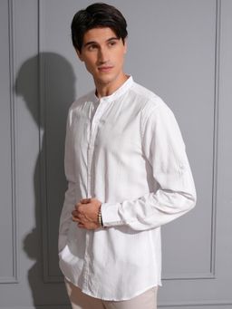 LOCOMOTIVE - Men White Stripes Casual Shirt