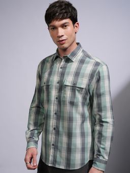 LOCOMOTIVE - Men Green Checks Casual Shirt