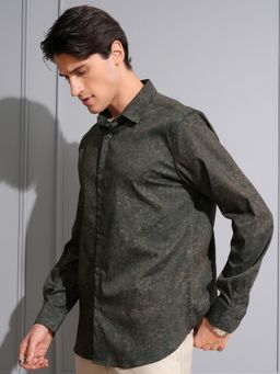 LOCOMOTIVE - Men Olive Floral Casual Shirt