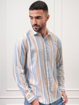 LOCOMOTIVE - Men Blue Stripes Casual Shirt
