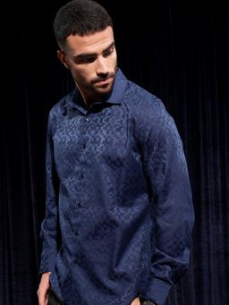 LOCOMOTIVE - Men Navy Blue Abstract Casual Shirt