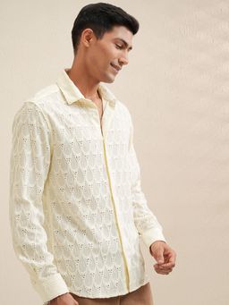 LOCOMOTIVE - Men Yellow Self Design Casual Shirt