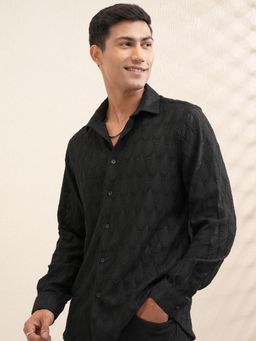 LOCOMOTIVE - Men Black Self Design Casual Shirt