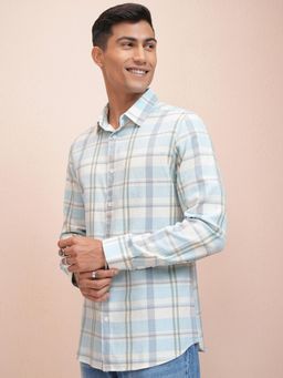 LOCOMOTIVE - Men Blue Checks Casual Shirt