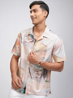 LOCOMOTIVE - Men Off White Printed Casual Shirt