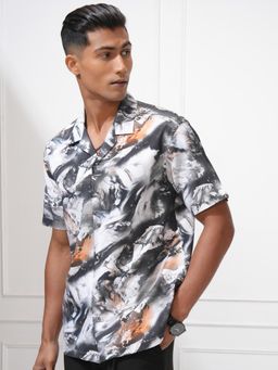 LOCOMOTIVE - Men Grey Printed Casual Shirt