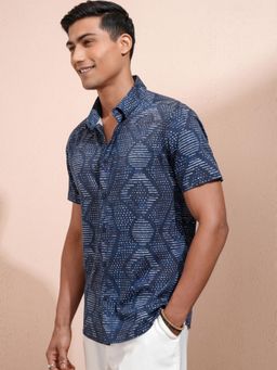 LOCOMOTIVE - Men Navy Blue Abstract Casual Shirt